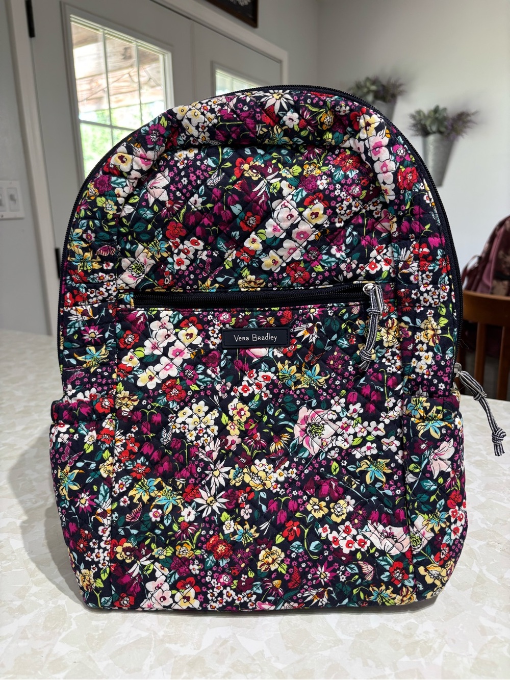 Vera Bradley Black Multi Floral Quilted Backpack